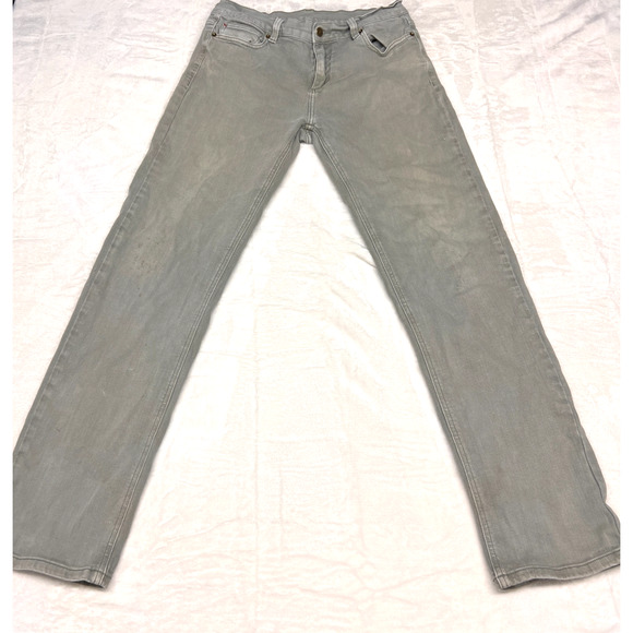 Marine Layer Jeans Mens 33x32 Slim Straight Denim Light Wash Gray Grunge Casual - Picture 1 of 12